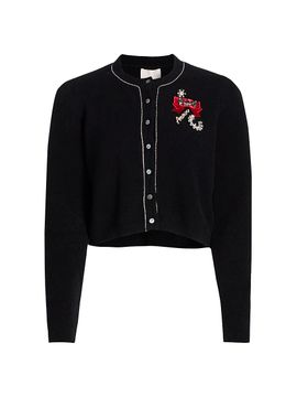 Cinq à Sept Women's Allura Crystal Brooch-Embellished Bouclé Cardigan