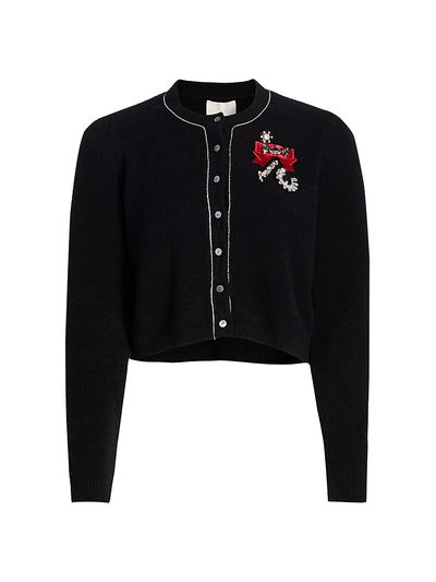 Cinq à Sept Women's Allura Crystal Brooch-Embellished Bouclé Cardigan