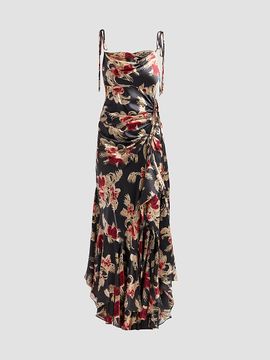 Cinq à Sept Women's Ambroisine Wilted Poppy Silk Handkerchief Maxi Dress