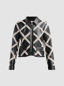 Cinq à Sept Women's Audree Crochet-Trim Faux Leather Jacket