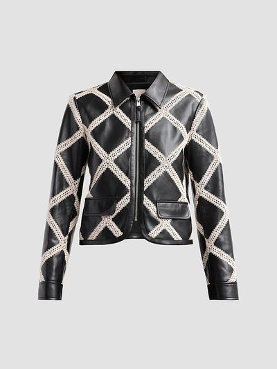 Cinq à Sept Women's Audree Crochet-Trim Faux Leather Jacket