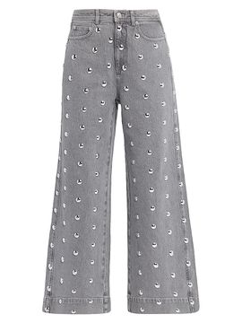Cinq à Sept Women's Betsy Studded Wide Ankle Jeans