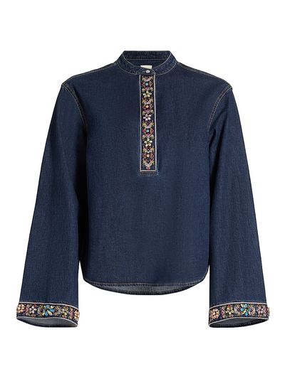 Cinq à Sept Women's Birdie Embellished Denim Top