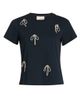 Cinq à Sept Women's Corded Rhinestone Bow Shrunken T-Shirt - 1