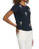 Cinq à Sept Women's Corded Rhinestone Bow Shrunken T-Shirt - 4