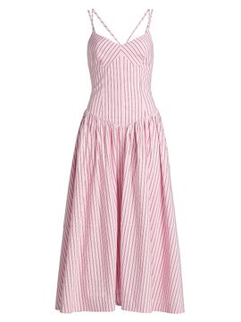 Cinq à Sept Women's Dagna Striped Cotton-Blend Midi-Dress