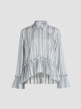 Cinq à Sept Women's Daxel Striped Ruffle Top