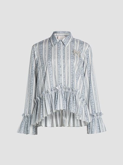 Cinq à Sept Women's Daxel Striped Ruffle Top