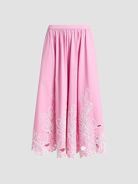 Cinq à Sept Women's Espe Floral-Embroidered Cotton Maxi Skirt