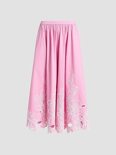 Cinq à Sept Women's Espe Floral-Embroidered Cotton Maxi Skirt