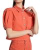 Cinq à Sept Women's Halsie Puff-Sleeve Denim Crop Top - 6