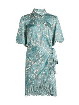 Cinq à Sept Women's Hendrix Paisley Fringed Wrap Minidress