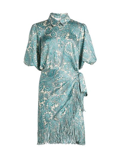Cinq à Sept Women's Hendrix Paisley Fringed Wrap Minidress
