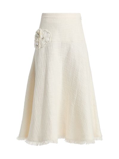 Cinq à Sept Women's Henriette Floral Appliqué Cotton Midi-Skirt