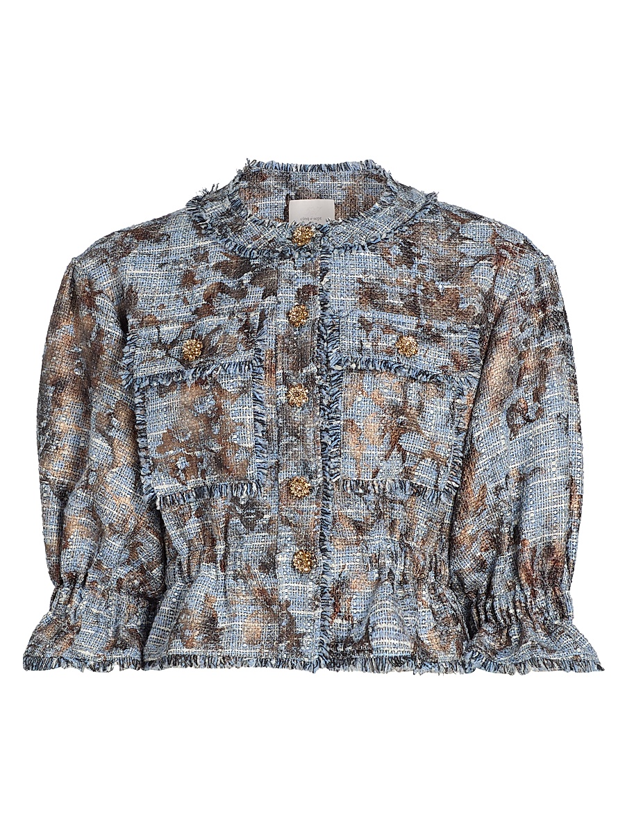 Cinq à Sept - Women's Jaxie Foil-Print Tweed Crop Jacket