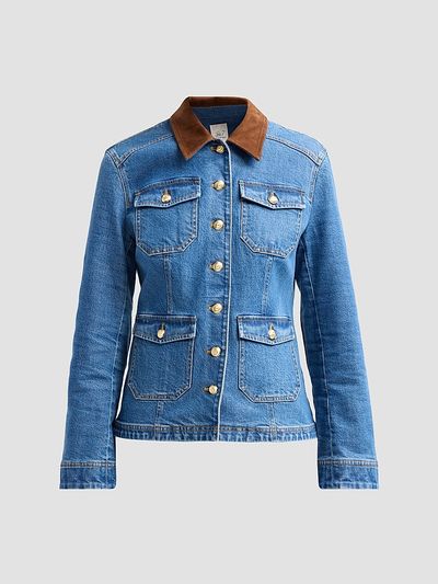 Cinq à Sept Women's Katniss Faux Suede Collar Denim Jacket