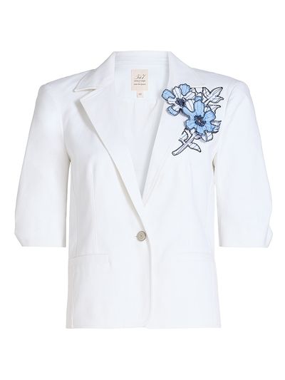 Cinq à Sept Women's Khloe Striped Floral Appliqué Petit Blazer