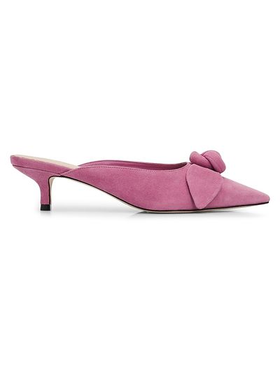 Cinq à Sept Women's Layla 50MM Knotted-Rose Suede Kitten-Heel Mules