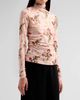Cinq à Sept Women's Loveletter Floral Shirred Mesh Turtleneck - 4