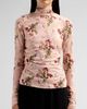 Cinq à Sept Women's Loveletter Floral Shirred Mesh Turtleneck - 5