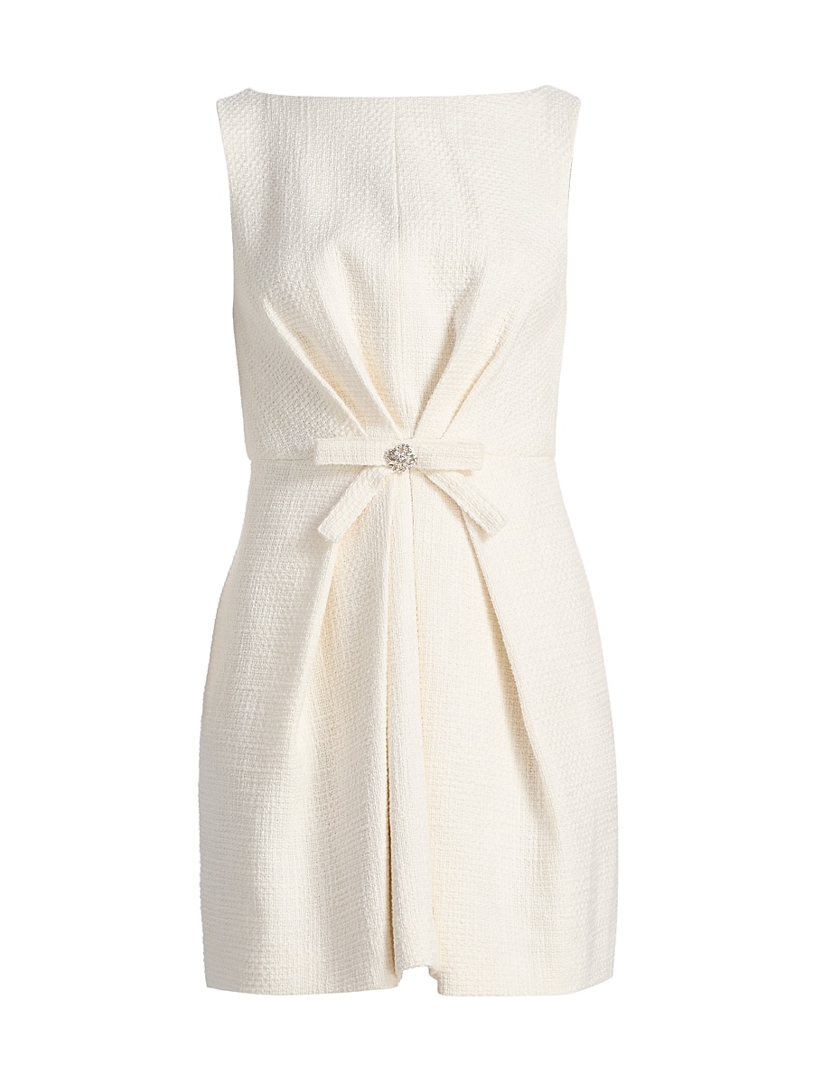 elizabeth tweed bow mini dress Elizabeth Tweed Bow Mini Dress - Lemon
