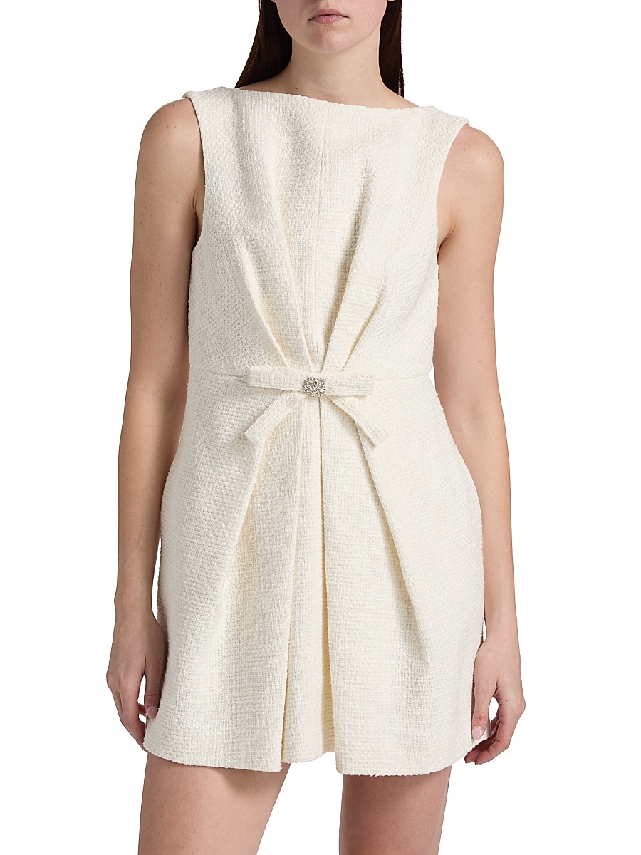elizabeth tweed bow mini dress Elizabeth Tweed Bow Mini Dress - Lemon