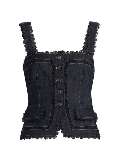Cinq à Sept Women's Myra Guipure Lace Denim Top