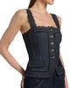 Cinq à Sept Women's Myra Guipure Lace Denim Top - 6