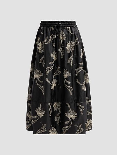 Cinq à Sept Women's Paisley Fan Embroidered Sirani Skirt