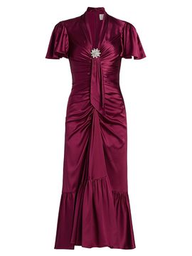 Cinq à Sept Women's Peeta Crystal Brooch-Embellished Satin Cocktail Dress