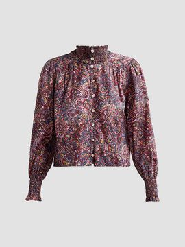 Cinq à Sept Women's Pia Paisley Cotton-Blend Long-Sleeve Top