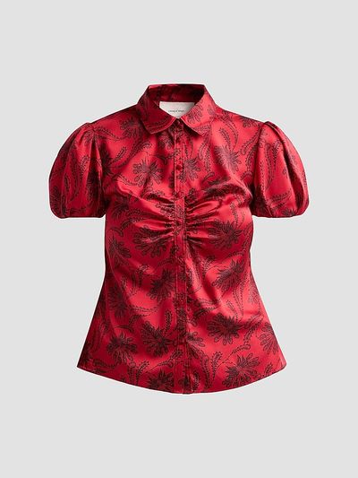 Cinq à Sept Women's Solange Paisley Fan Satin Top