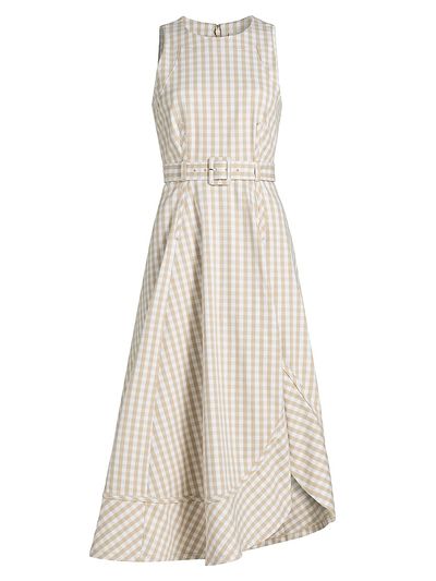 Cinq à Sept Women's Zelda Gingham Denim Asymmetric Tea-Length Dress