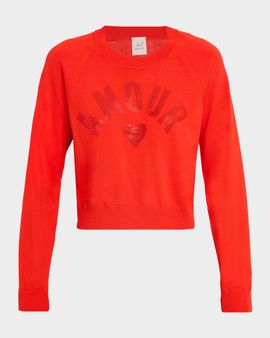 Cinq a Sept Amour Embellished Crewneck Sweater