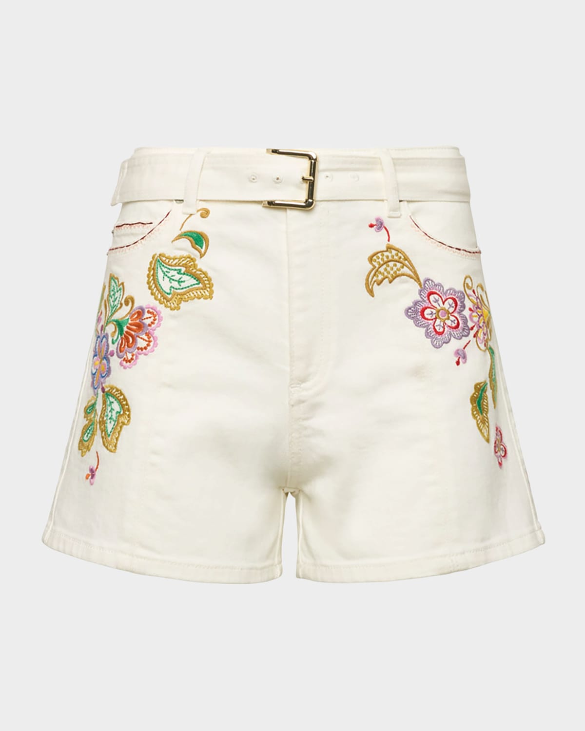 Cinq a Sept Beth Embroidered Jardin Boheme Denim Shorts