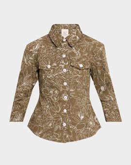 Cinq a Sept Canyon Garden Doodle Scrunched Jacket