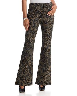 Cinq A Sept Cinq a Sept Charlie Printed Patchwork Lace High Rise Flare Jeans in Biscotti/Black