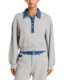 Cinq A Sept Cinq a Sept Corenna Denim Collar Pullover Sweatshirt