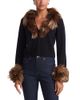 Cinq A Sept Cinq a Sept Della Faux Fur Trim Wool V Neck Cardigan - 1