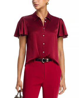 Cinq A Sept Cinq a Sept Fiona Silk Flutter Sleeve Top