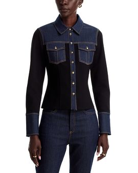 Cinq A Sept Cinq a Sept Lyric Denim Patchwork Button Up Shirt