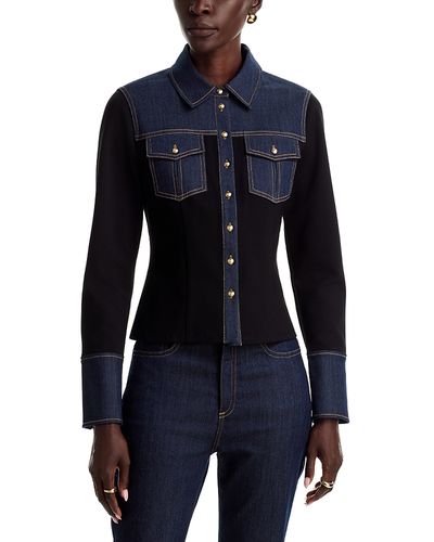 Cinq A Sept Cinq a Sept Lyric Denim Patchwork Button Up Shirt