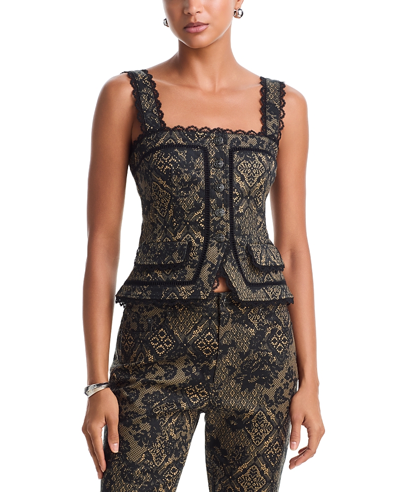Cinq A Sept - Cinq a Sept Myra Printed Patchwork Lace Top