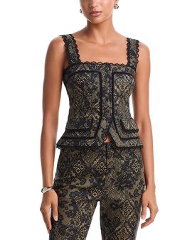 Cinq A Sept Cinq a Sept Myra Printed Patchwork Lace Top