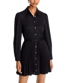 Cinq A Sept Cinq a Sept Reynolds Belted Pleated Skirt Shirt Dress