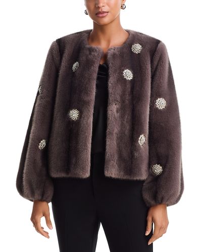 Cinq A Sept Cinq a Sept Rhinestone Dahlia Faux Fur Benson Coat