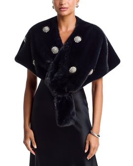 Cinq A Sept Cinq a Sept Rhinestone Dahlia Gianella Faux Fur Stole