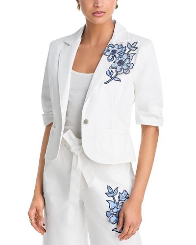 Cinq A Sept Cinq a Sept Striped Floral Short Sleeve Blazer