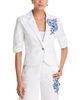 Cinq A Sept Cinq a Sept Striped Floral Short Sleeve Blazer - 2