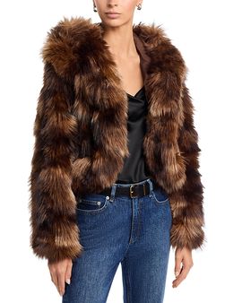 Cinq A Sept Cinq a Sept Sybella Patchwork Faux Fur Coat